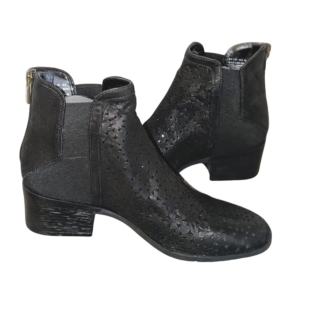 Kenneth Cole Reaction Salt LSR Gore Black Leather Perforated Ankle Bootie 6.5